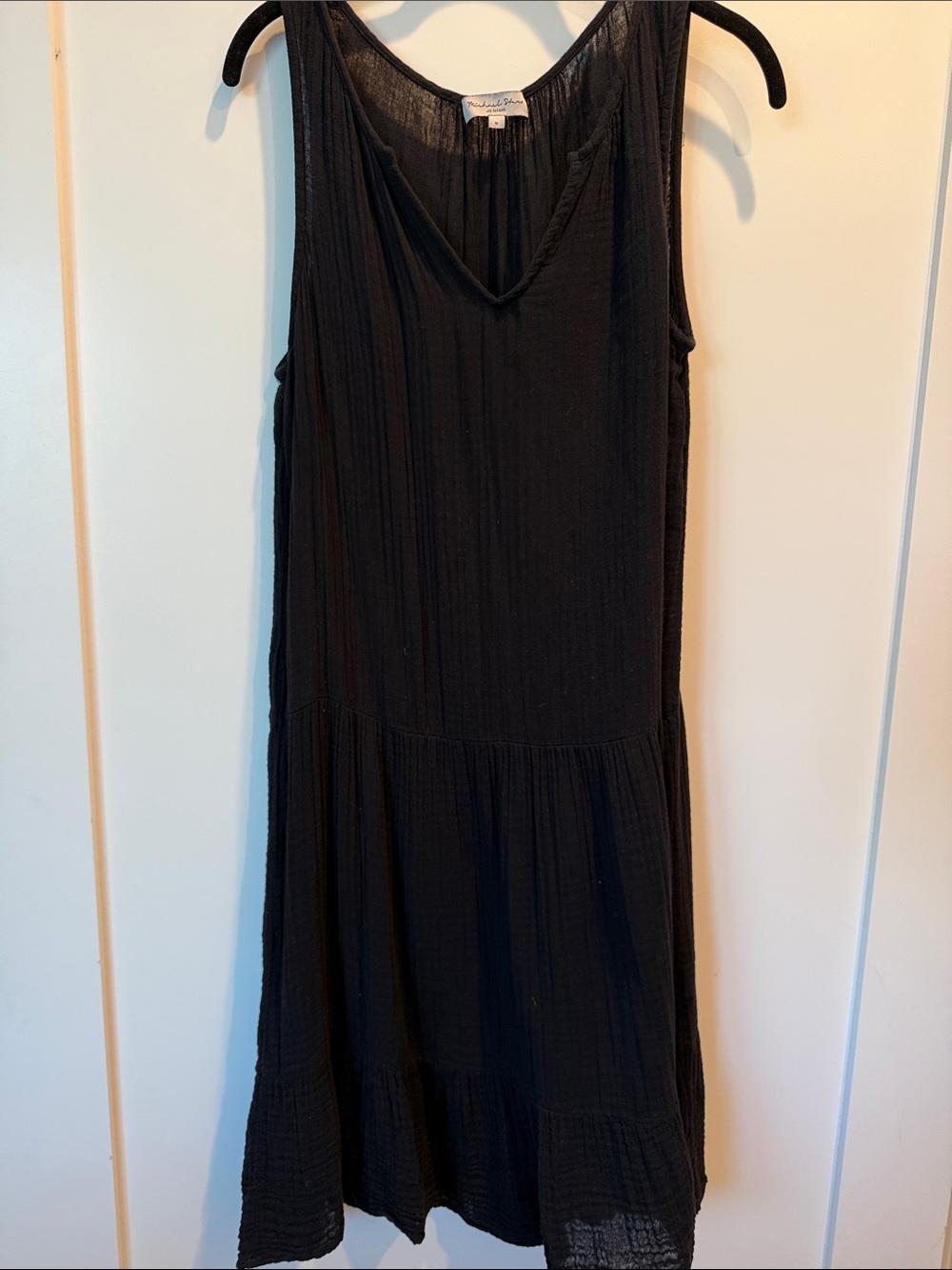 Michael Stars Black Sleeveless V-Neck Midi Dress
